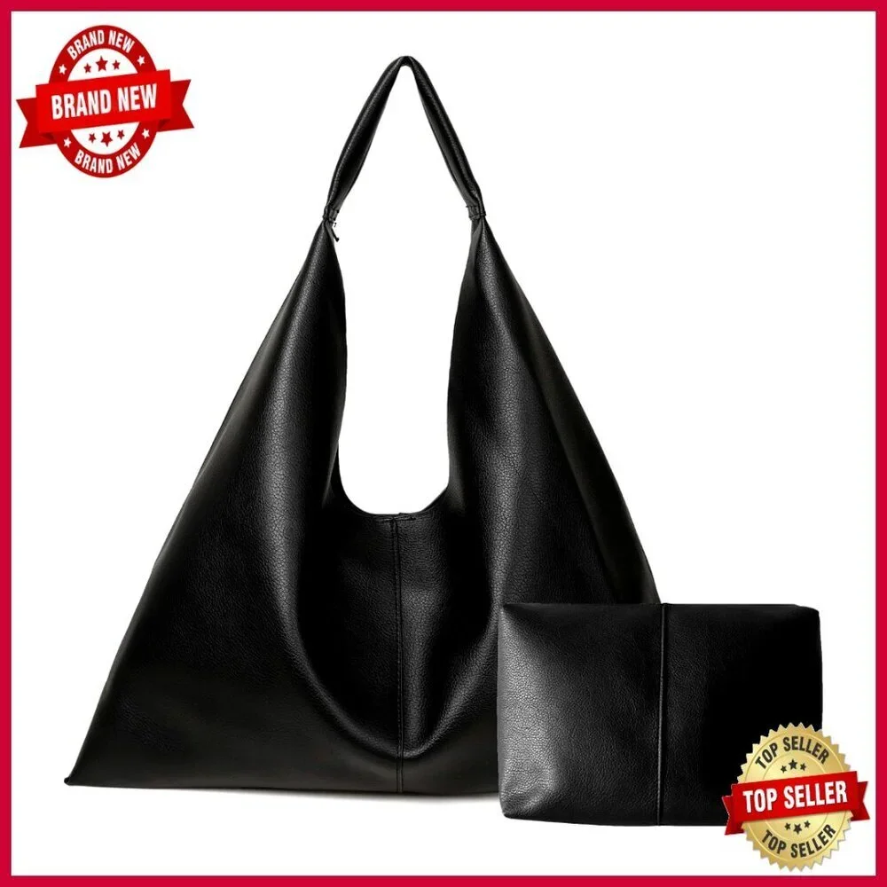 Large Vegan Leather Tote Bag, Oversized Hobo Work Bag, Magnetic Closure